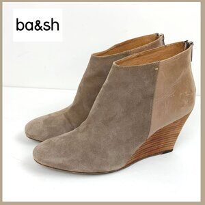 ba&sh Suede/Leather Wedge Ankle Boots In Taupe Color Sz 40 (9.5)